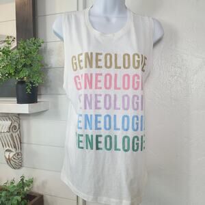 Next level woman's size medium Geneologie sleeveless tee shirt athleisure  # 135